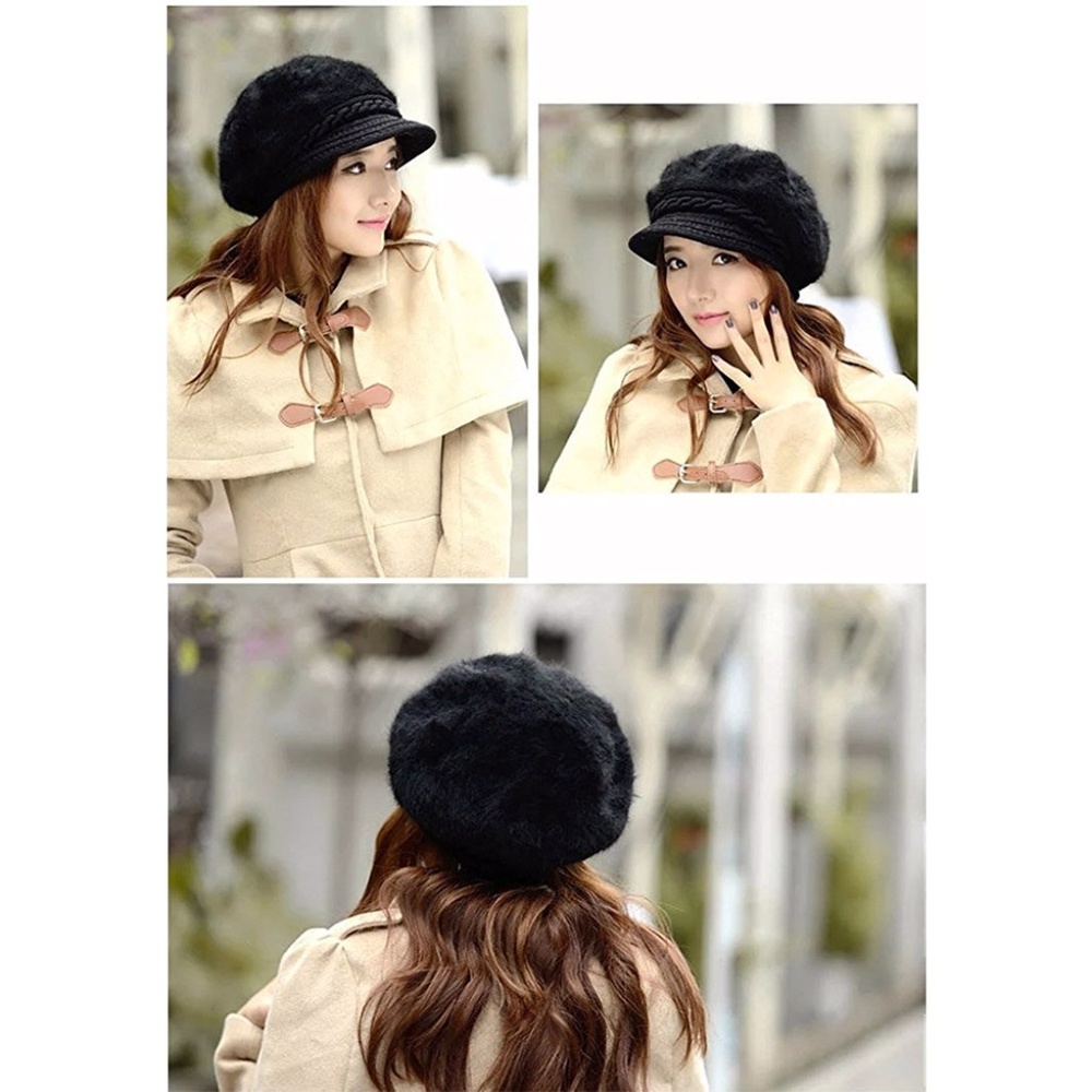 Women Girls Fluffy Wool Beret Hat - Picture 2 of 6